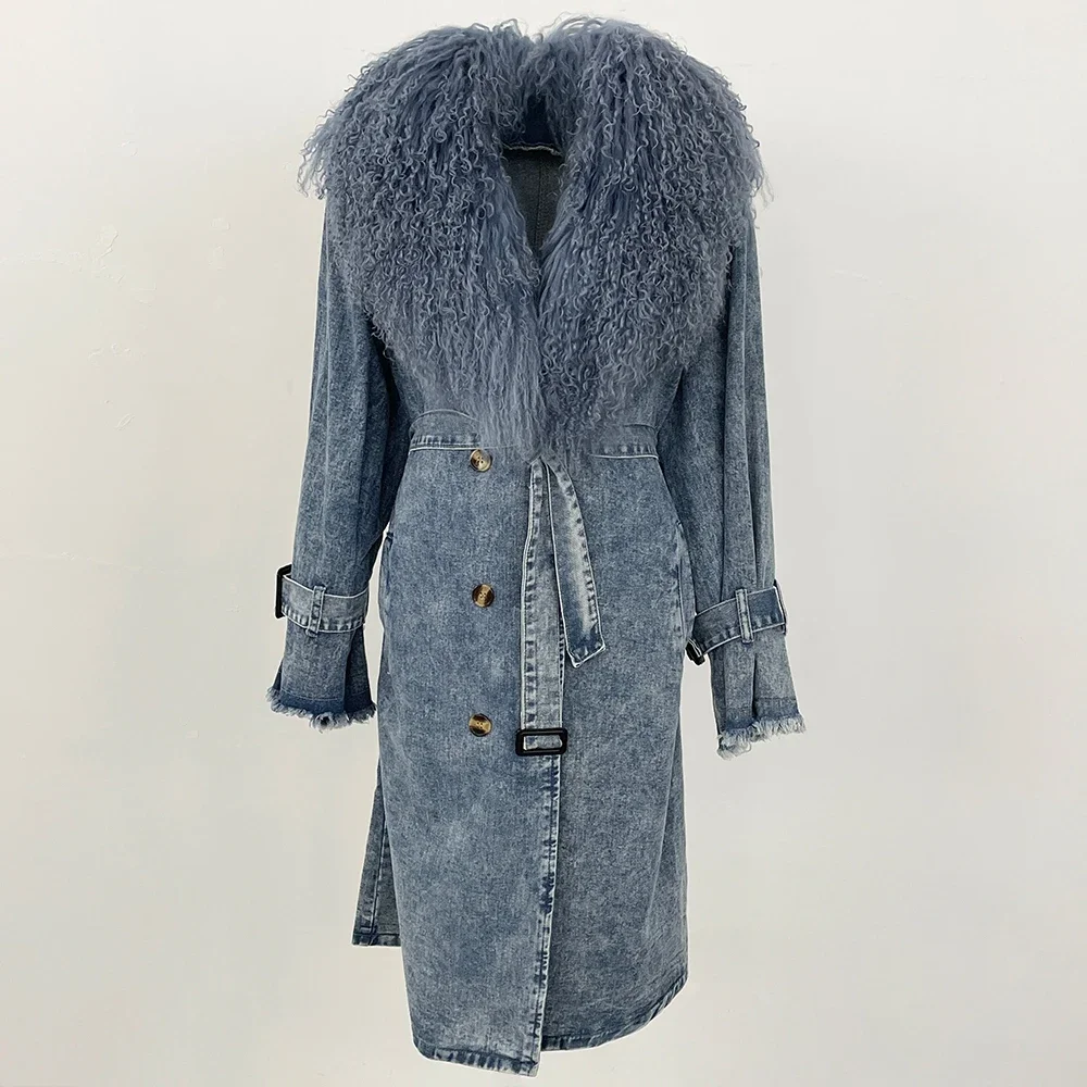 Trench Coat Formal - Mongolian Fur Collar Jacket 2025 Autumn