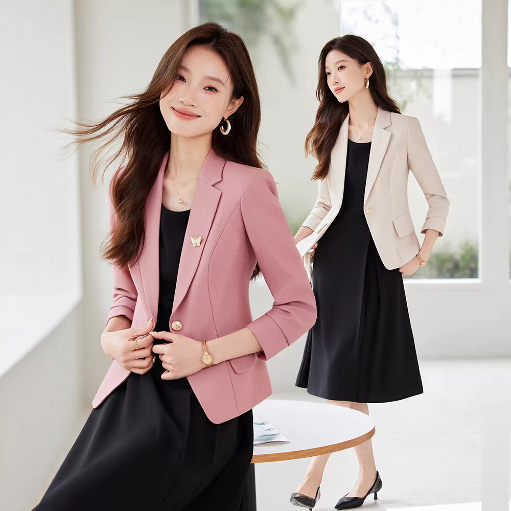 Women Formal Office Wear Tops - 2026 Fashion Ladies Blazer Coat Pink