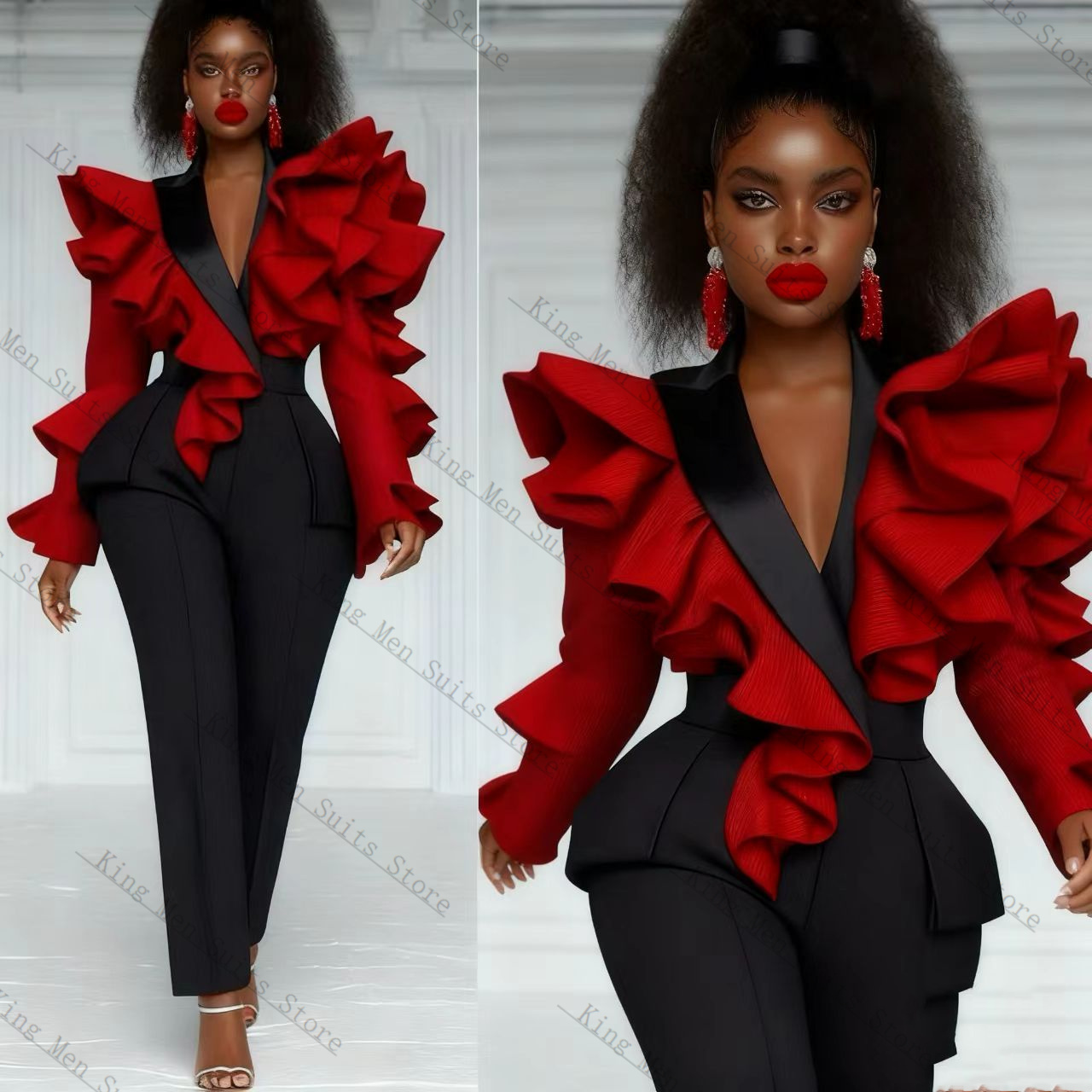 Red Black Women Suit Set 2 Pcs - đánh giá và giá Women'S Formal Wear For A Wedding Guest