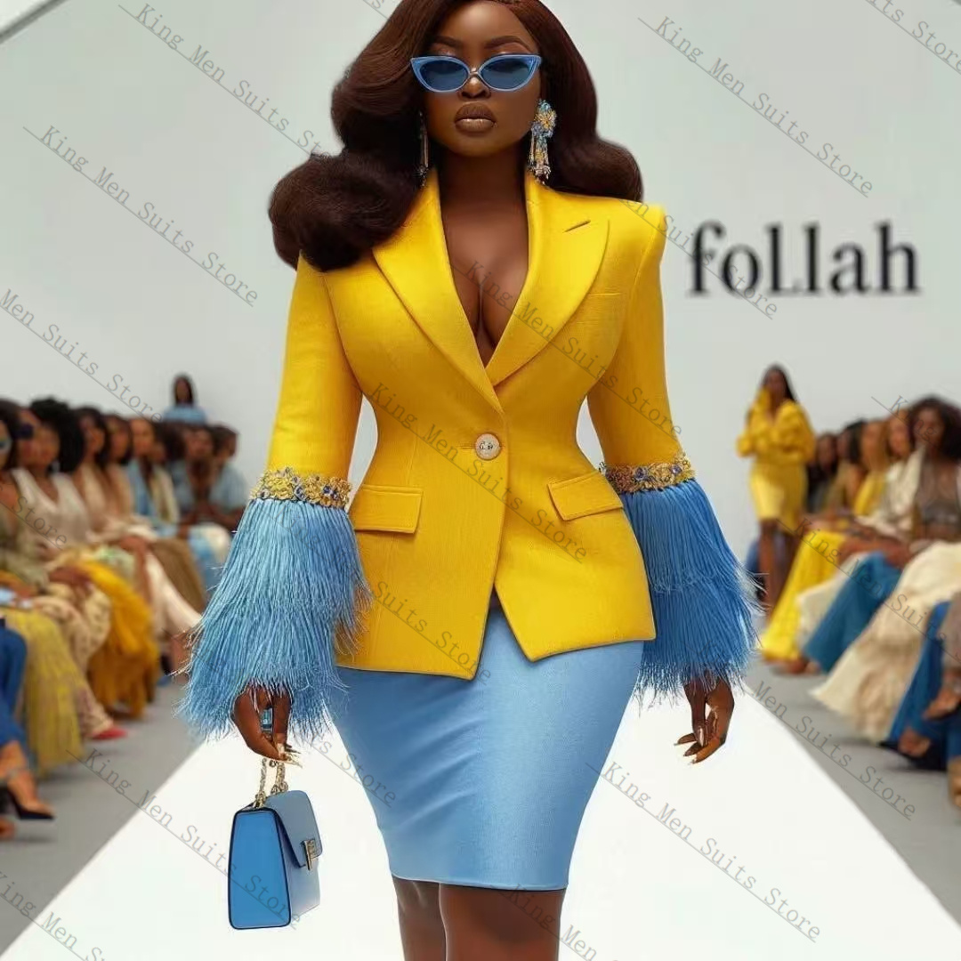 Luxury Feather Women Suit Set  - đánh giá và giá Women'S Formal Wear For A Wedding Guest
