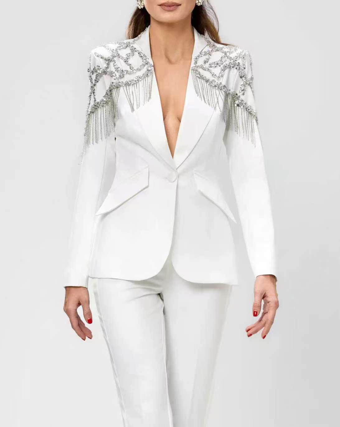 Crystals Beading Women Suit Se - đánh giá và giá Women'S Formal Wear For A Wedding Guest
