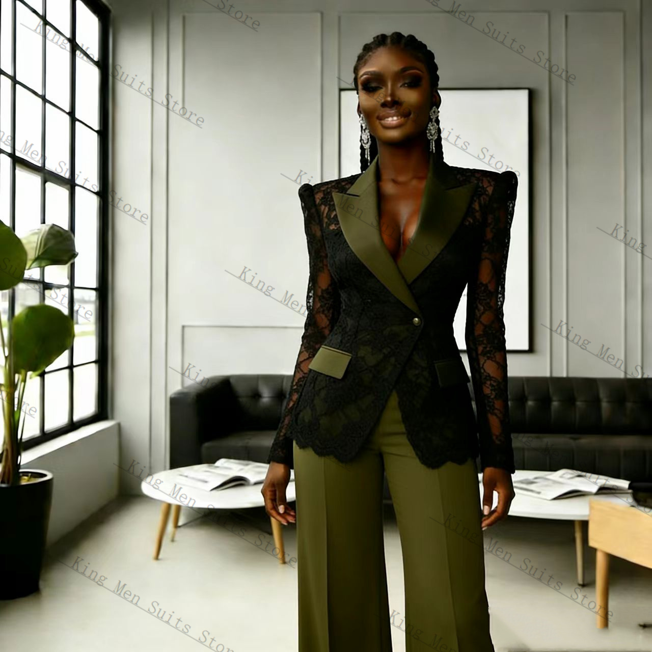 Green Black Lace Women Suit Se - đánh giá và giá Women'S Formal Wear For A Wedding Guest