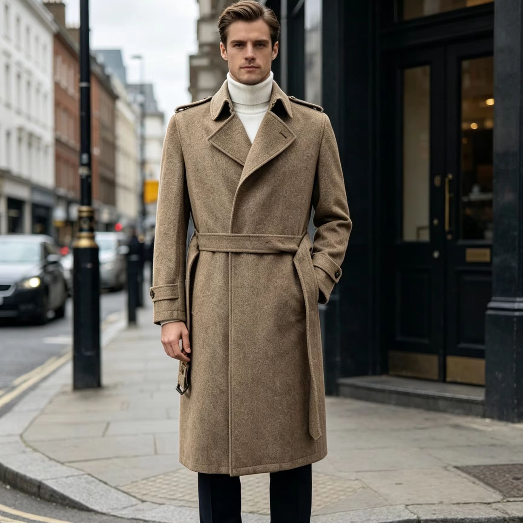 Men 100% Pure Wool Long Overco - đánh giá và giá Trench Coat Formal