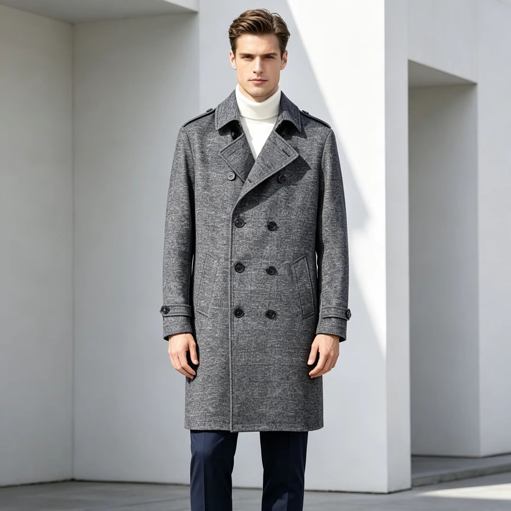 Men 100% Pure Wool Long Overco - đánh giá và giá Trench Coat Formal