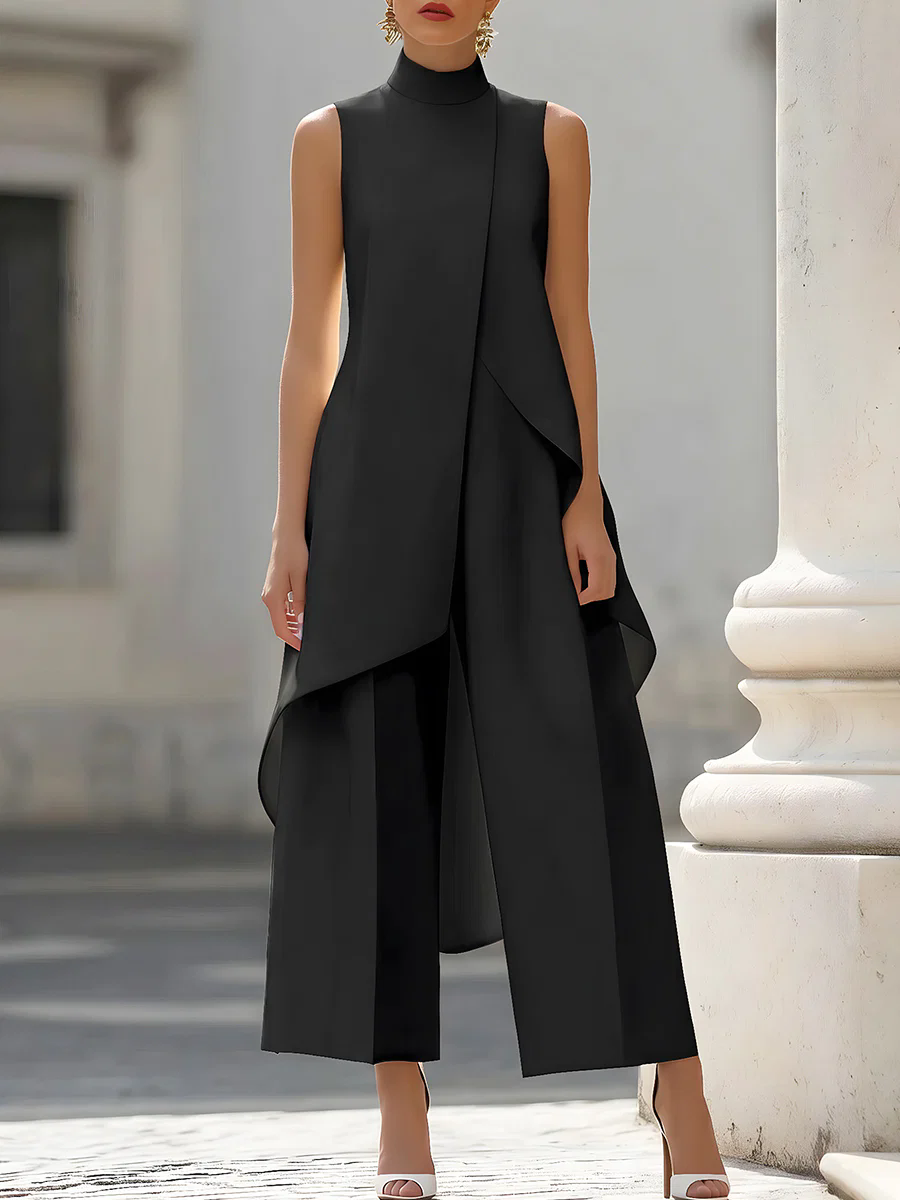 Sleeveless High Neck Asymmetri - đánh giá và giá Women'S Formal Wear Jumpsuit