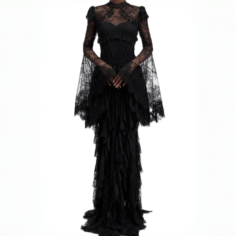 Lace High Black Mermaid Formal - đánh giá và giá Women'S Gothic Formal Wear